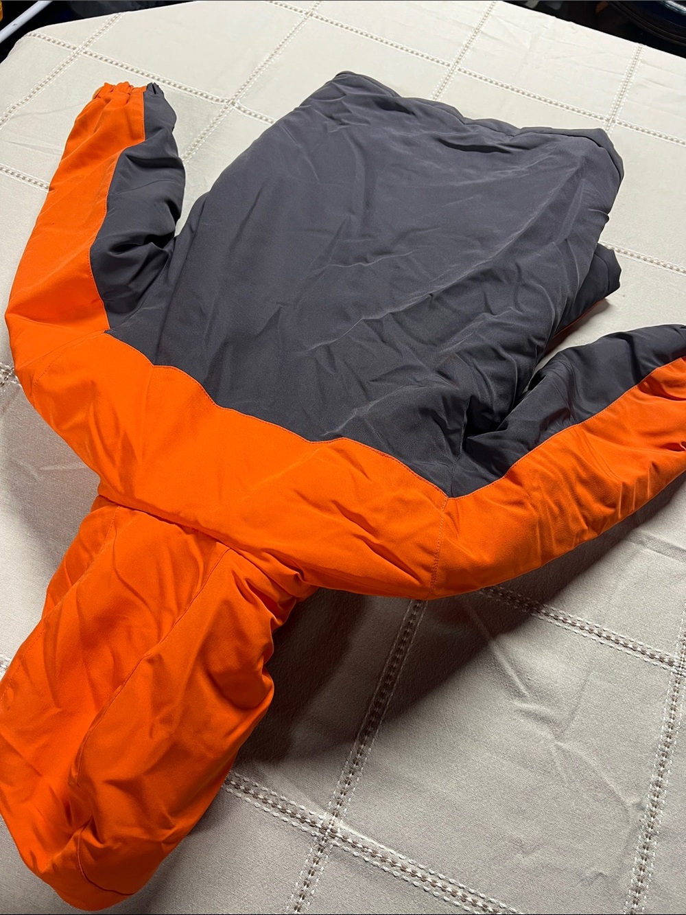 Athletech Orange and Gray Colorblock Hooded Puffer Jacket - Picture 4 of 4